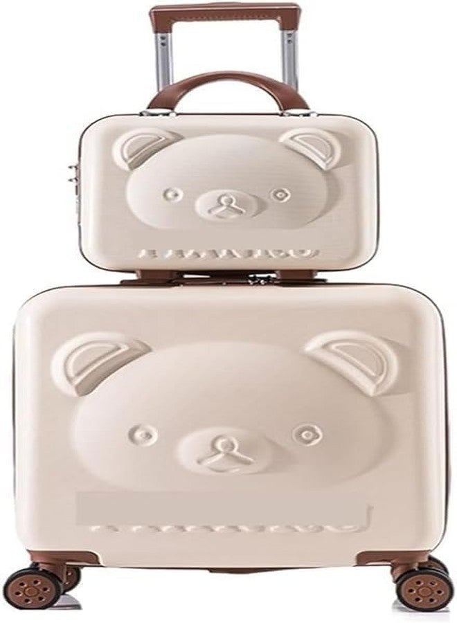 جيكرينا حقيبة سفر لطيفة بتصميم دب كرتوني، حقيبة سفر للأطفال والطلاب، حقيبة سفر بكلمة مرور، صندوق سفر، حقيبة سفر للذكور والإناث [أخضر وبني] - Image 1